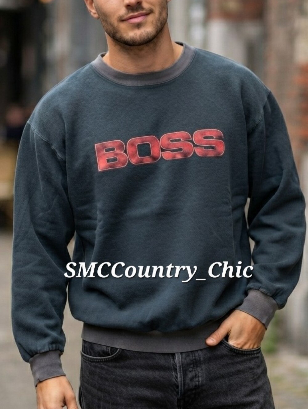 Rare Vintage BOSS Crewneck Inside Out Sweatshirt